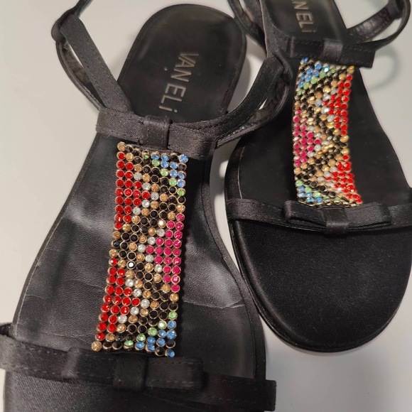Vaneli Satin Embellished Multicolor Rhinestone Sandal, size 7, NEW - Picture 3 of 10